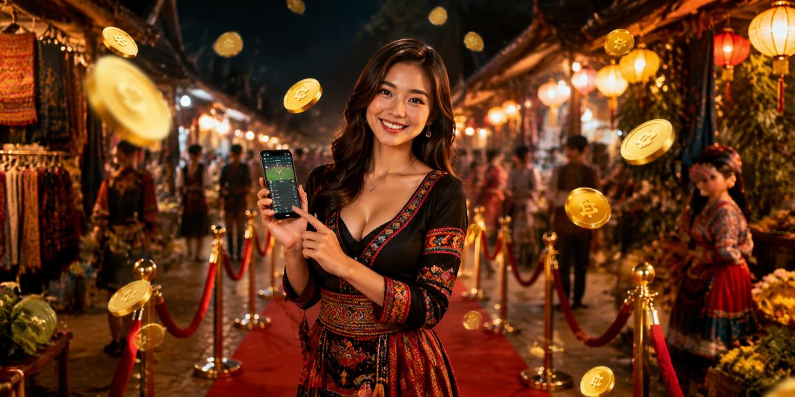 Người chơi thưởng thức giải trí casino trên thiết bị di động tại chợ đêm Sa Pa